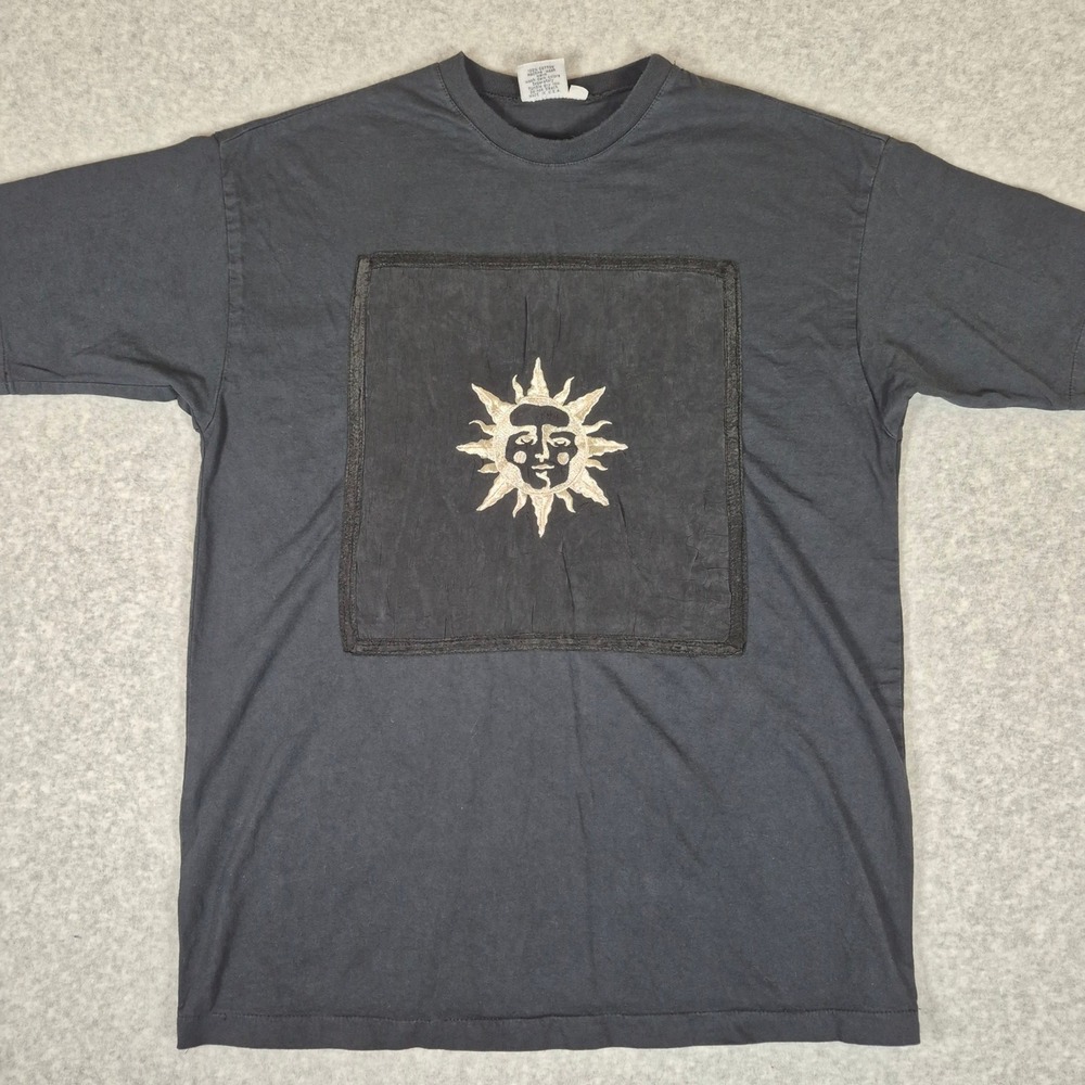 Vintage Johnny Was T-Shirt Unisex One Size Black Sun Face Single Stitch USA